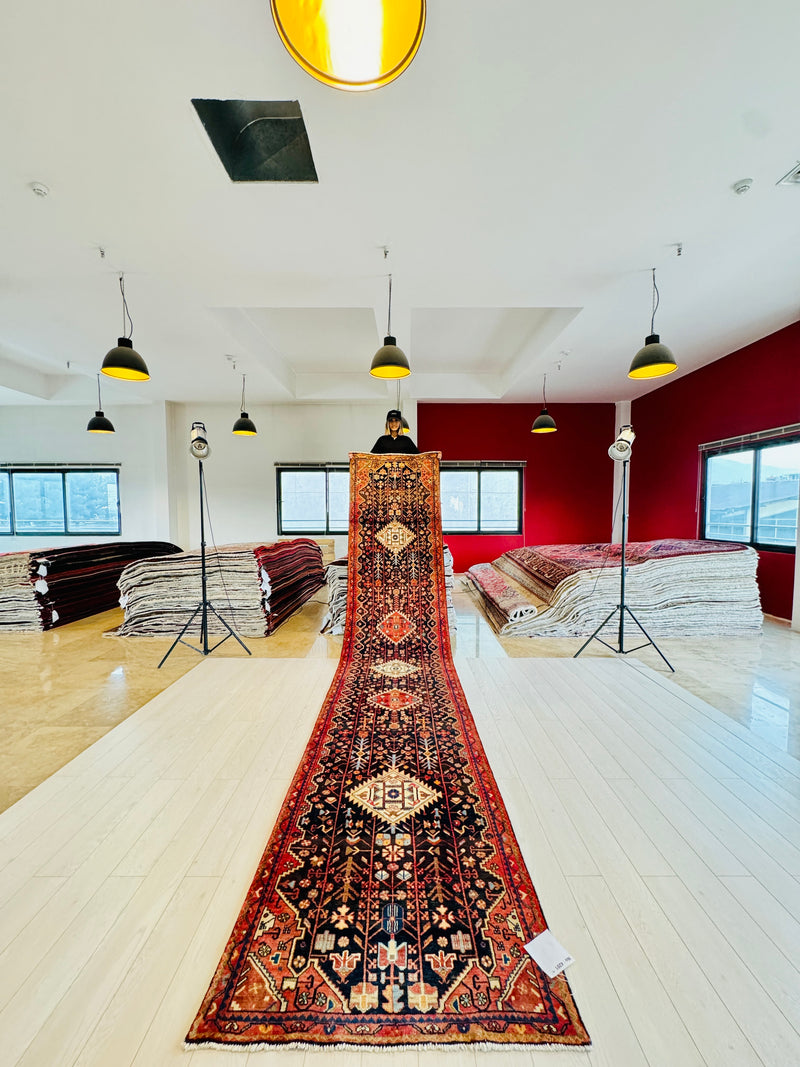 17' 1" x 3' 5" Excellent Hand-Knotted Vintage Collectible Tribal Runner Rug - Yasi & Fara 