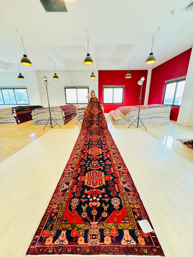 17' 10" x 4' Excellent Hand-Knotted Vintage Collectible Tribal Runner Rug - Yasi & Fara 