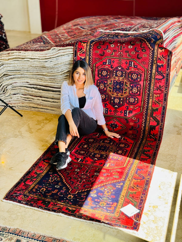 9' 11" x 3' 8" Excellent Hand-Knotted Vintage Tribal Runner Rug - Yasi & Fara 