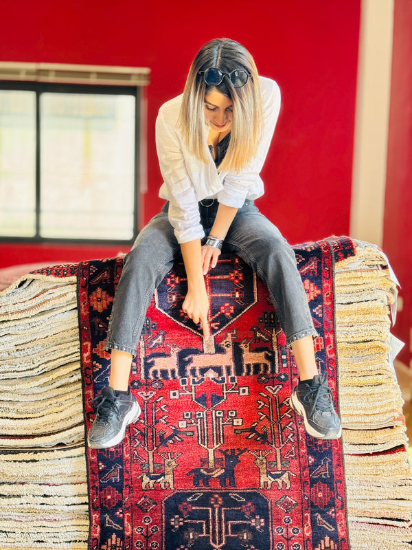 9' 6" x 2' 8" Excellent Hand-Knotted Vintage Tribal Runner Rug - Yasi & Fara 