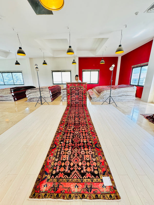 16' 4" x 3' 8" Excellent Hand-Knotted Vintage Collectible Tribal Runner Rug - Yasi & Fara 