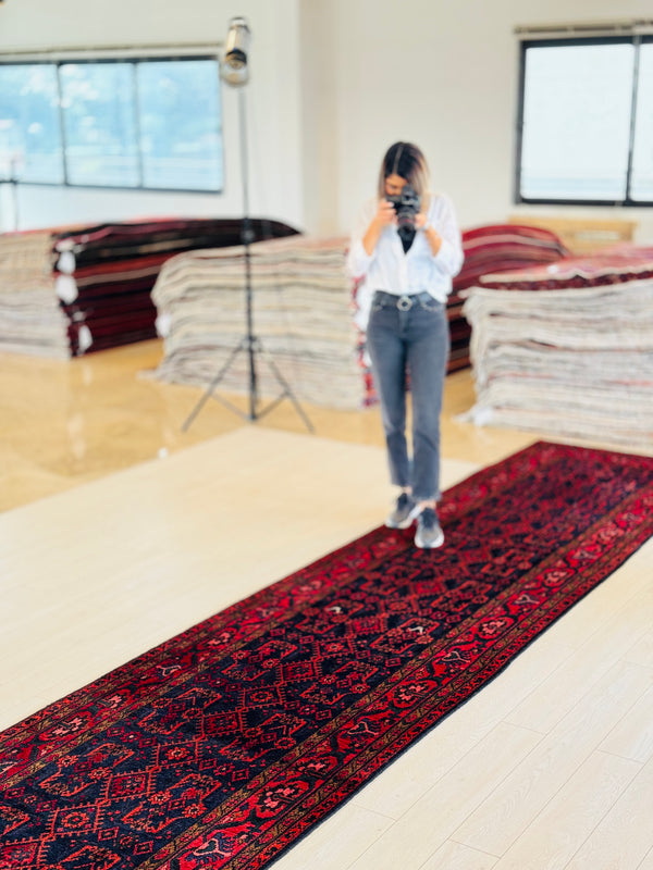 15' 10" x 3' 6" Excellent Hand-Knotted Collectible Vintage Tribal Runner Rug - Yasi & Fara 