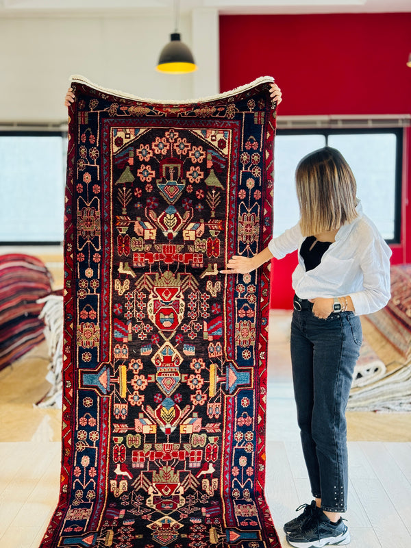 12' 7" x 3' 3" Excellent Hand-Knotted Collectible Tribal Runner Rug - Yasi & Fara 