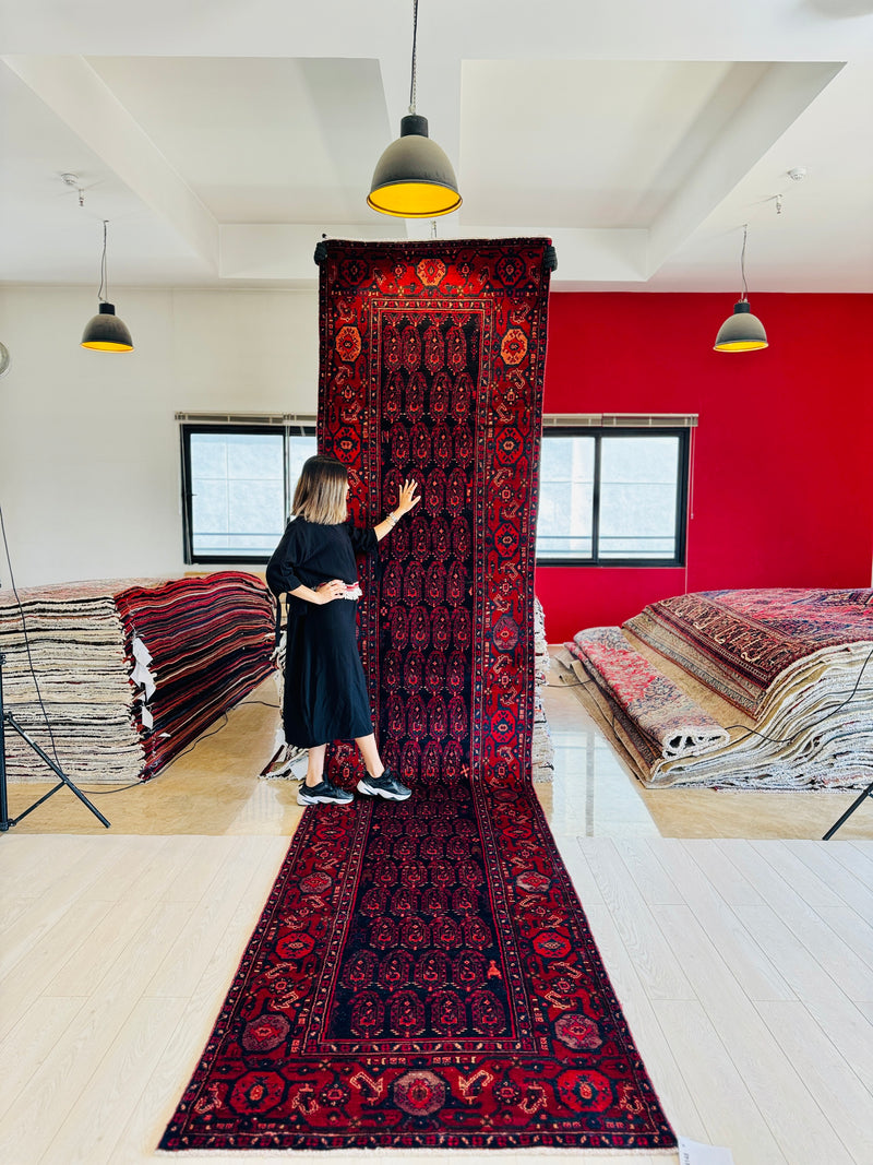 16' 11" x 3' 8" Excellent Hand-Knotted Antique Collectible Tribal Runner Rug - Yasi & Fara 