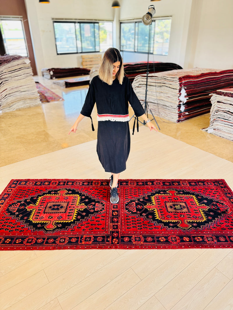 9' 9" x 3' 9" Excellent Hand-Knotted Vintage Collectible Tribal Runner Rug - Yasi & Fara 