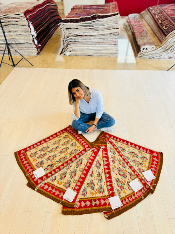 Set of 5 small 2x3 Handwoven Tribal Kilim Rugs - Yasi & Fara 