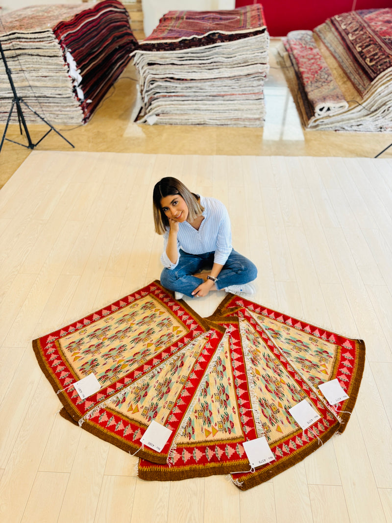 Set of 5 small 2x3 Handwoven Tribal Kilim Rugs - Yasi & Fara 