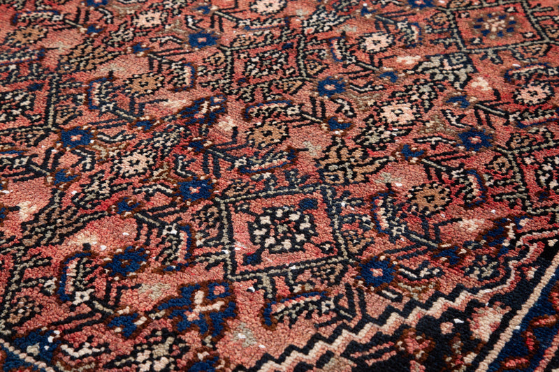 9' 7" x 3' 6" Hand-Knotted Vintage Wide Runner Rug Faded Red - Yasi & Fara 