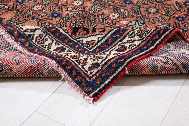 9' 7" x 3' 6" Hand-Knotted Vintage Wide Runner Rug Faded Red - Yasi & Fara 
