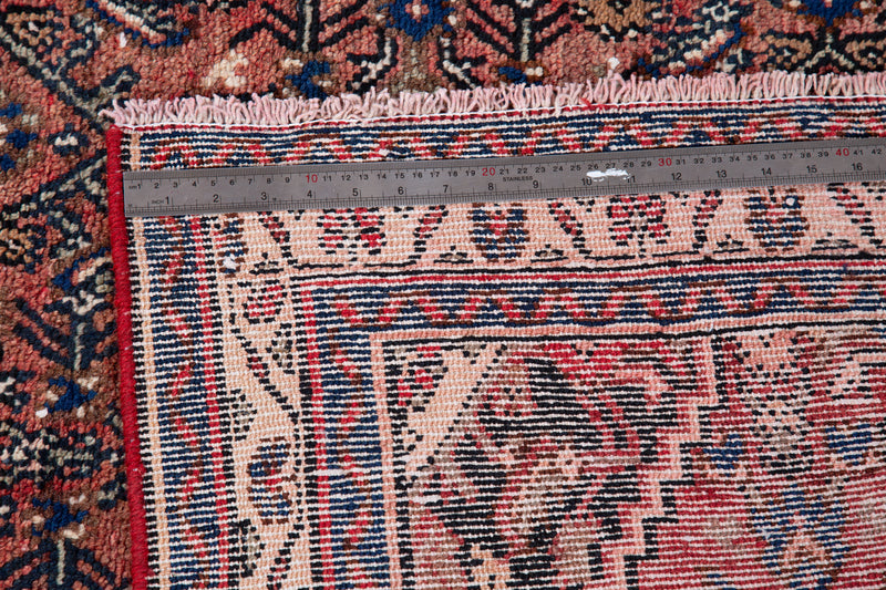 9' 7" x 3' 6" Hand-Knotted Vintage Wide Runner Rug Faded Red - Yasi & Fara 