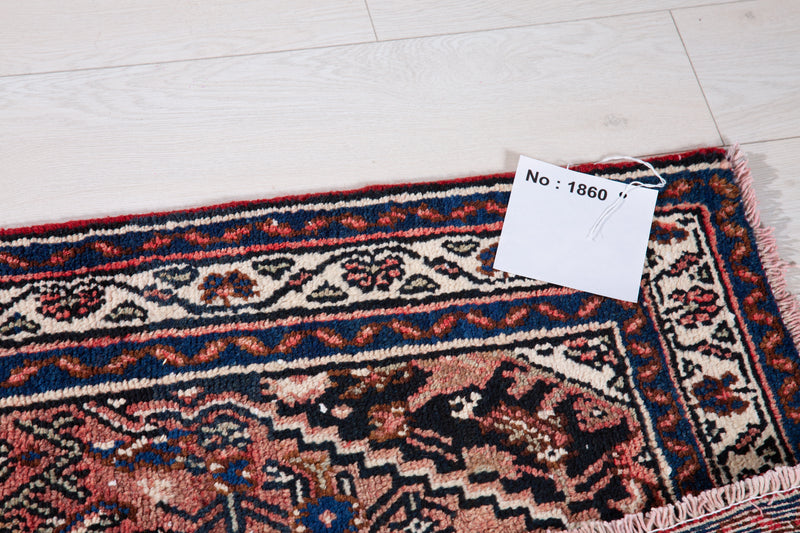 9' 7" x 3' 6" Hand-Knotted Vintage Wide Runner Rug Faded Red - Yasi & Fara 