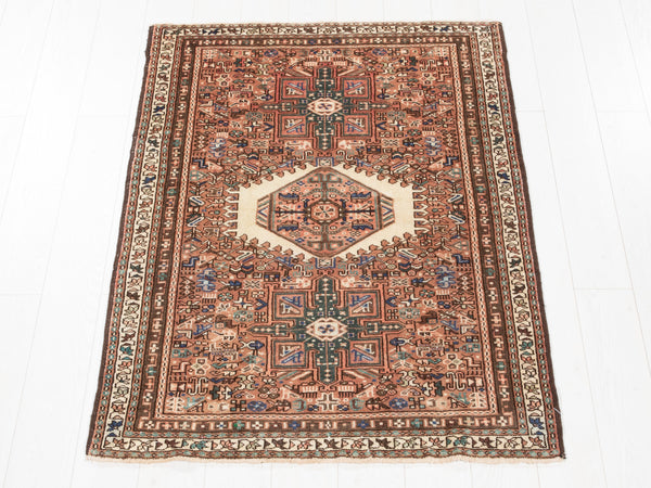 4' 9" x 3' 6" Excellent Hand-Knotted Vintage Collectible Tribal Rug - Yasi & Fara 