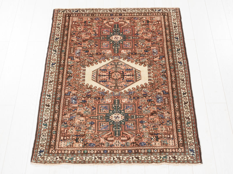 4' 9" x 3' 6" Excellent Hand-Knotted Vintage Collectible Tribal Rug - Yasi & Fara 