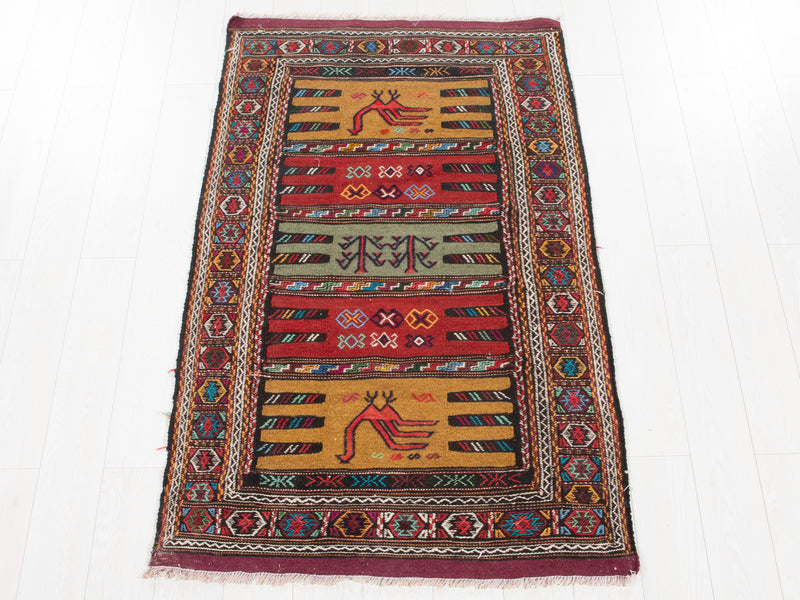 5' 8" x 3' 4" Excellent Handwoven Vintage Tribal Kilim Rug - Yasi & Fara 