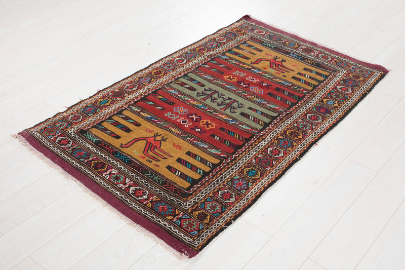 5' 8" x 3' 4" Excellent Handwoven Vintage Tribal Kilim Rug - Yasi & Fara 