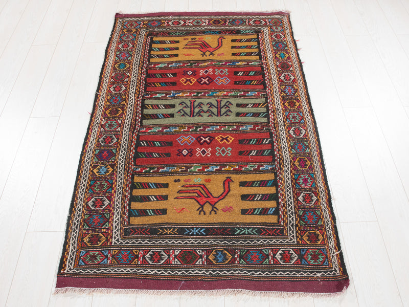5' 8" x 3' 4" Excellent Handwoven Vintage Tribal Kilim Rug - Yasi & Fara 