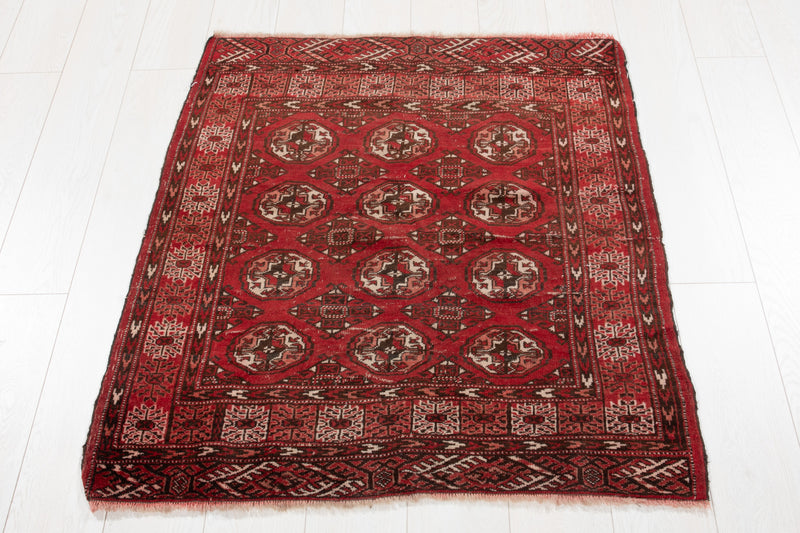 3' 6" x 3' Excellent Hand-Knotted Antique Collectible Tekka Rug - Yasi & Fara 