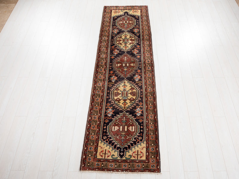 9' 4" x 2' 8" Excellent Hand-Knotted Vintage Tribal Runner Rug - Yasi & Fara 