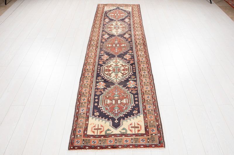 9' 4" x 2' 8" Excellent Hand-Knotted Vintage Tribal Runner Rug - Yasi & Fara 