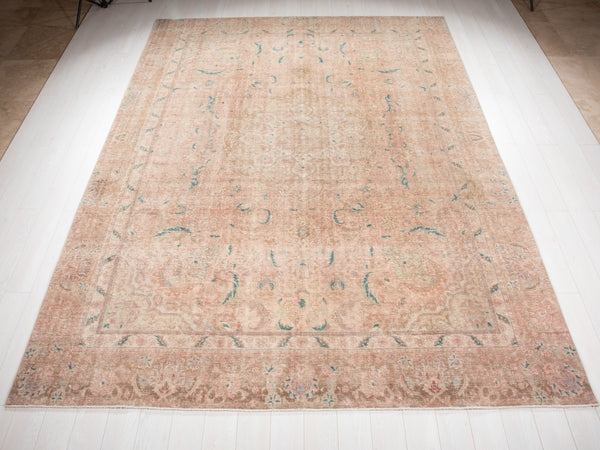 12' x 8' 9" Excellent Hand-Knotted Antique Neutral Faded Large Area Rug - Yasi & Fara 