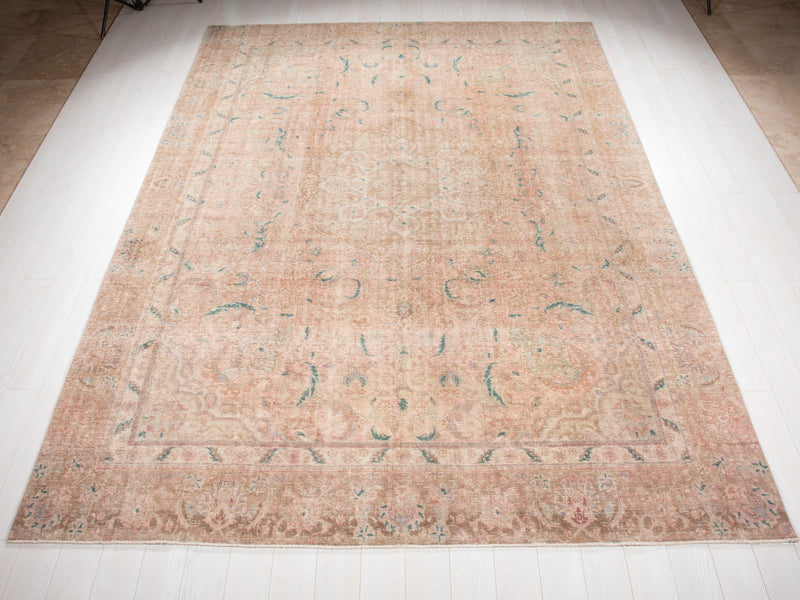 12' x 8' 9" Excellent Hand-Knotted Antique Neutral Faded Large Area Rug - Yasi & Fara 