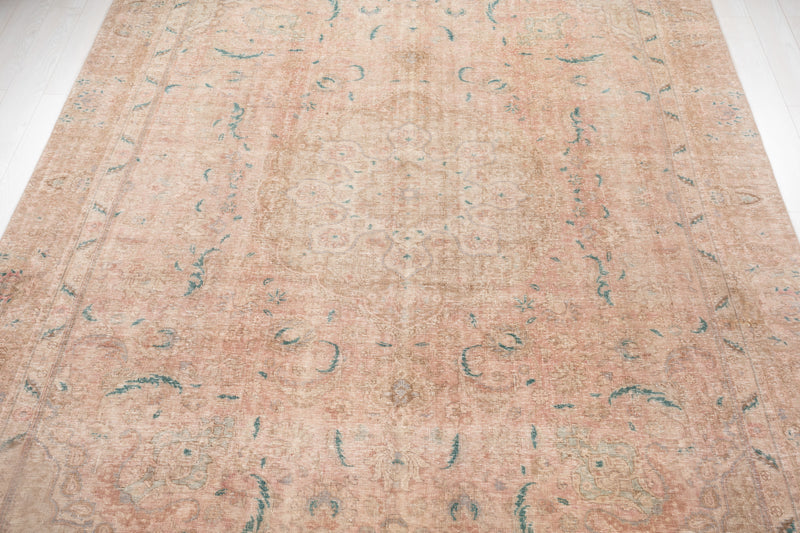12' x 8' 9" Excellent Hand-Knotted Antique Neutral Faded Large Area Rug - Yasi & Fara 