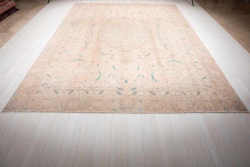 12' x 8' 9" Excellent Hand-Knotted Antique Neutral Faded Large Area Rug - Yasi & Fara 