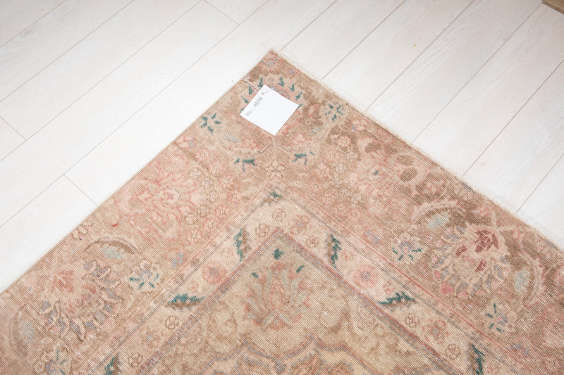 12' x 8' 9" Excellent Hand-Knotted Antique Neutral Faded Large Area Rug - Yasi & Fara 