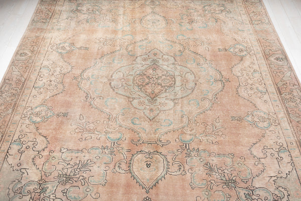 12' 3" x 9' Excellent Hand-Knotted Antique Faded Neutral Large Area Rug - Yasi & Fara 