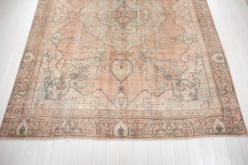 12' 3" x 9' Excellent Hand-Knotted Antique Faded Neutral Large Area Rug - Yasi & Fara 
