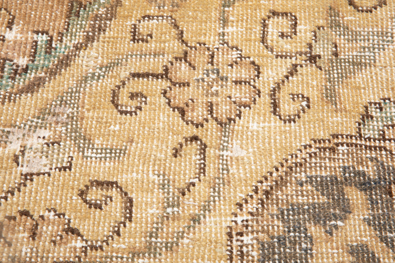 10' 2" x 7' Excellent Hand-Knotted Antique Faded Neutral Area Rug - Yasi & Fara 