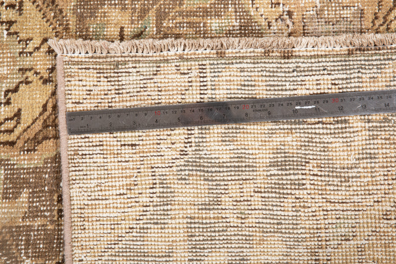 10' 2" x 7' Excellent Hand-Knotted Antique Faded Neutral Area Rug - Yasi & Fara 