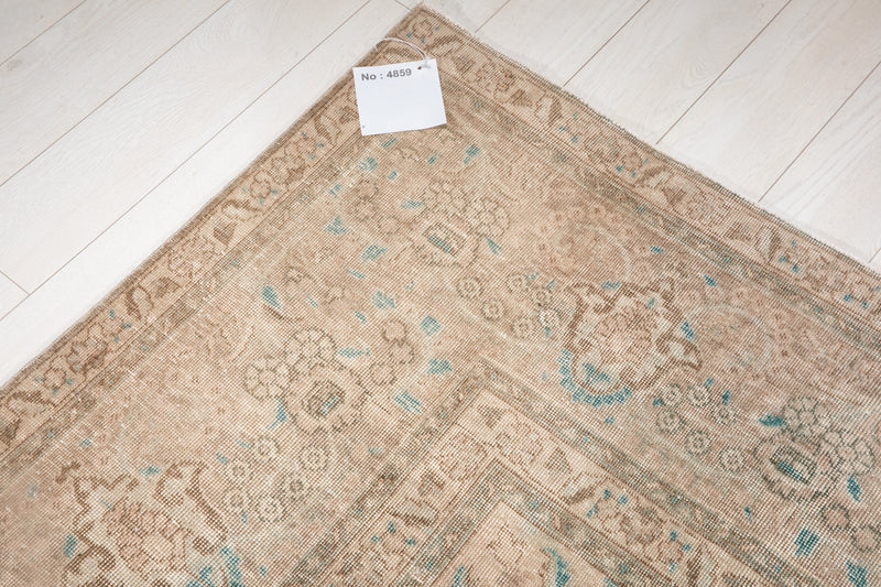 12' 9" x 9' 5" Excellent Hand-Knotted Antique Neutral Faded Large Area Rug - Yasi & Fara 