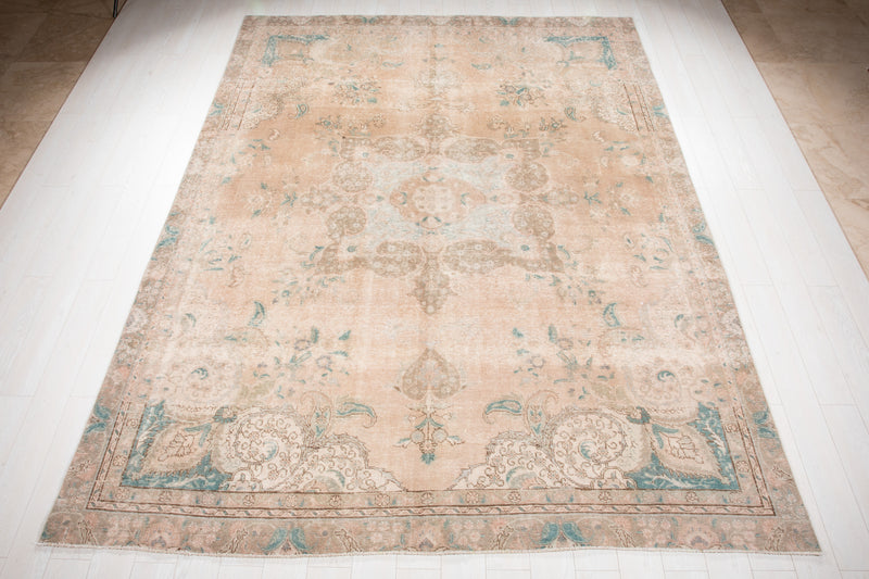 11' 2" x 8' 4" Excellent Hand-Knotted Antique Neutral Faded Large Area Rug - Yasi & Fara 