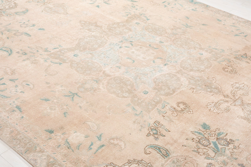 11' 2" x 8' 4" Excellent Hand-Knotted Antique Neutral Faded Large Area Rug - Yasi & Fara 
