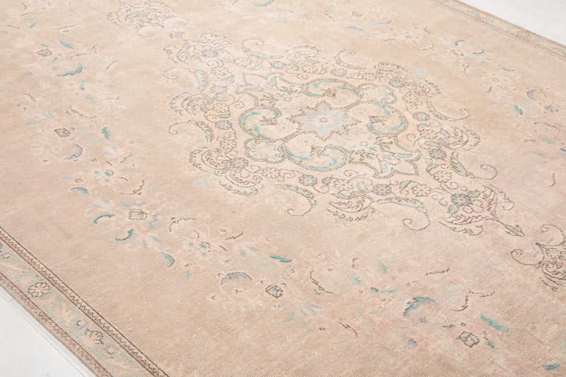 10' 6" x 7' 5" Excellent Hand-Knotted Antique Neutral Faded Large Area Rug - Yasi & Fara 