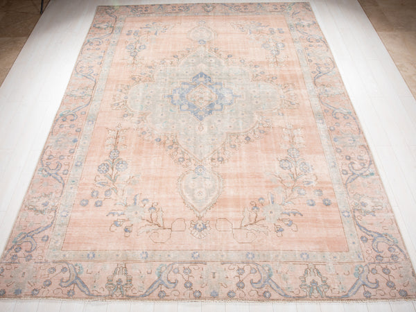 12' 2" x 9' Excellent Hand-Knotted Antique Neutral Faded Large Area Rug - Yasi & Fara 