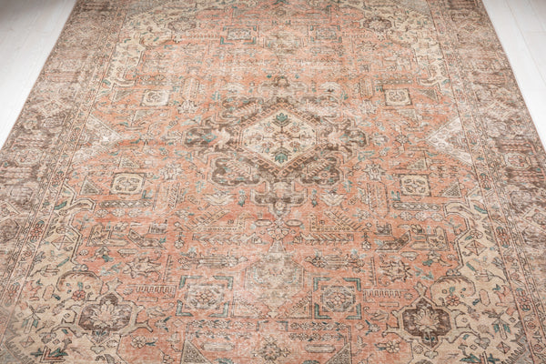 12' 5" x 9' 3" Excellent Hand-Knotted Antique Neutral Faded Large Area Rug - Yasi & Fara 