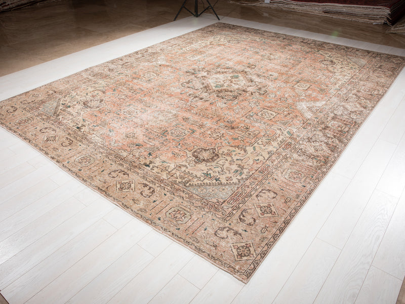 12' 5" x 9' 3" Excellent Hand-Knotted Antique Neutral Faded Large Area Rug - Yasi & Fara 