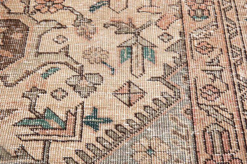 12' 5" x 9' 3" Excellent Hand-Knotted Antique Neutral Faded Large Area Rug - Yasi & Fara 