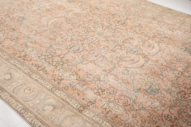 12' 6" x 9' 6" Excellent Hand-Knotted Antique Neutral Faded Large Area Rug - Yasi & Fara 