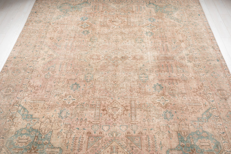 12' 2" x 9' 1" Excellent Hand-Knotted Antique Faded Large Area Rug - Yasi & Fara 
