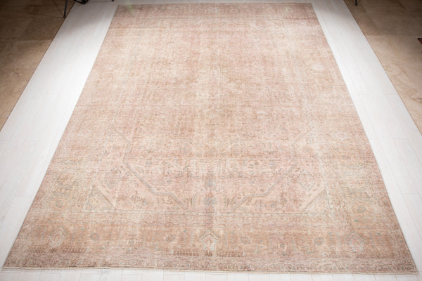12' 7" x 9' 4" Excellent Hand-Knotted Antique Faded Neutral Large Area Rug - Yasi & Fara 