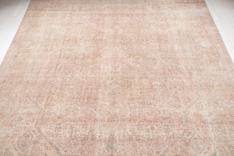 12' 7" x 9' 4" Excellent Hand-Knotted Antique Faded Neutral Large Area Rug - Yasi & Fara 
