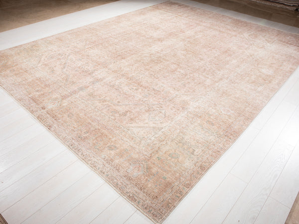 12' 7" x 9' 4" Excellent Hand-Knotted Antique Faded Neutral Large Area Rug - Yasi & Fara 