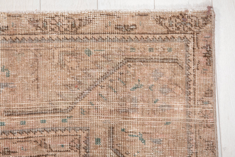 12' 9" x 9' 10" Excellent Hand-Knotted Antique Neutral Faded Pink Large Area Rug - Yasi & Fara 