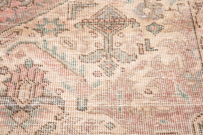 12' 9" x 9' 10" Excellent Hand-Knotted Antique Neutral Faded Pink Large Area Rug - Yasi & Fara 