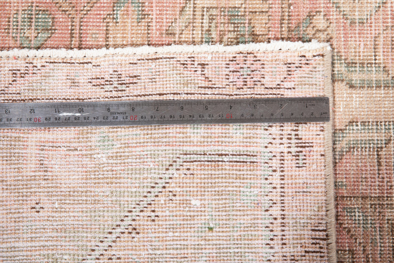12' 9" x 9' 10" Excellent Hand-Knotted Antique Neutral Faded Pink Large Area Rug - Yasi & Fara 
