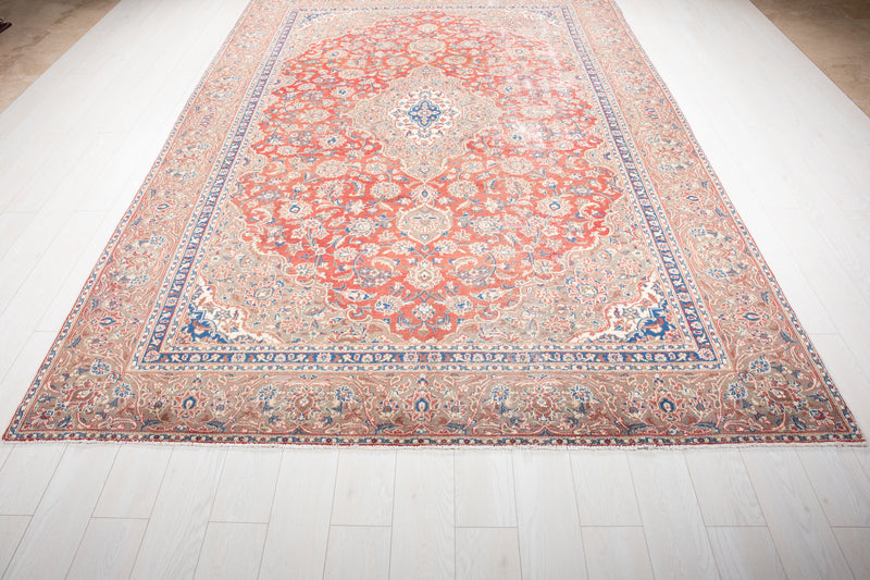 10' 11" x 7' 7" Excellent Hand-Knotted Antique Faded Large Area Rug - Yasi & Fara 