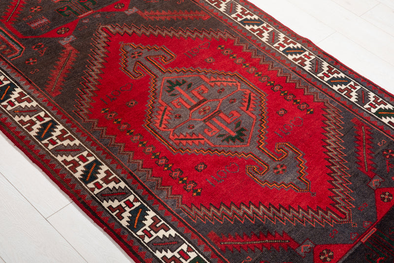 7' x 3' 7" Excellent Hand-Knotted Vintage Tribal Rug